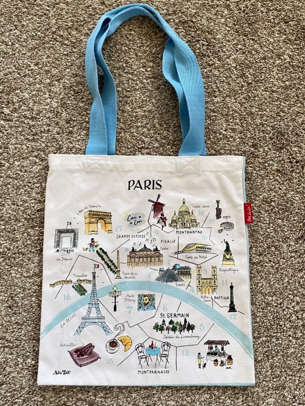 Vintage 2011 Alice Tait Paris Tote Bag 100% Cotton Ooh La La!